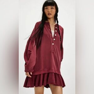 Free People Zander Mini Dress Red Bark Size L